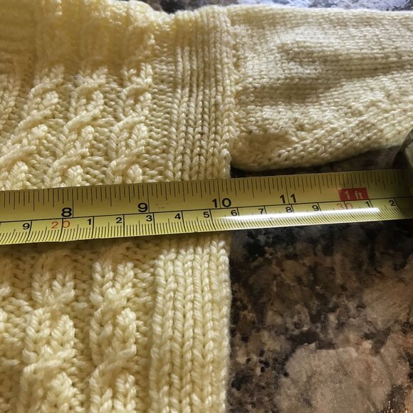 Handmade Toddler Sweater Yellow Cable Knit V-Neck Long Sleeve App 12 Month Size - Picture 6 of 8